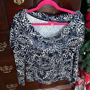 Lilly Pulitzer velour off the shoulder sweatshirt